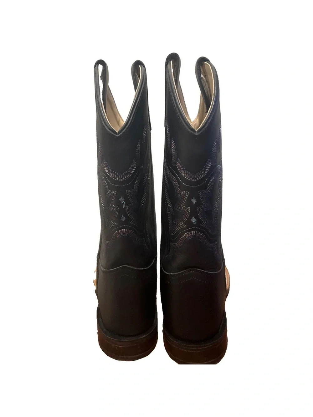 NWOB Shyanne Black Girls/ womens Western Boots with Tan Welt leather sz 5D